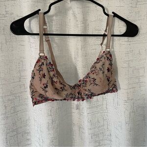 Sofia by Sofia Vergara Floral Embroidered Bra - Tan and Red